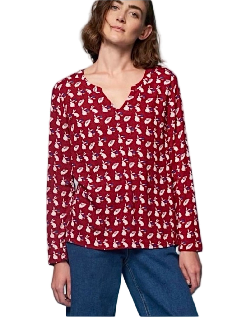White Stuff red bunny motif blouse